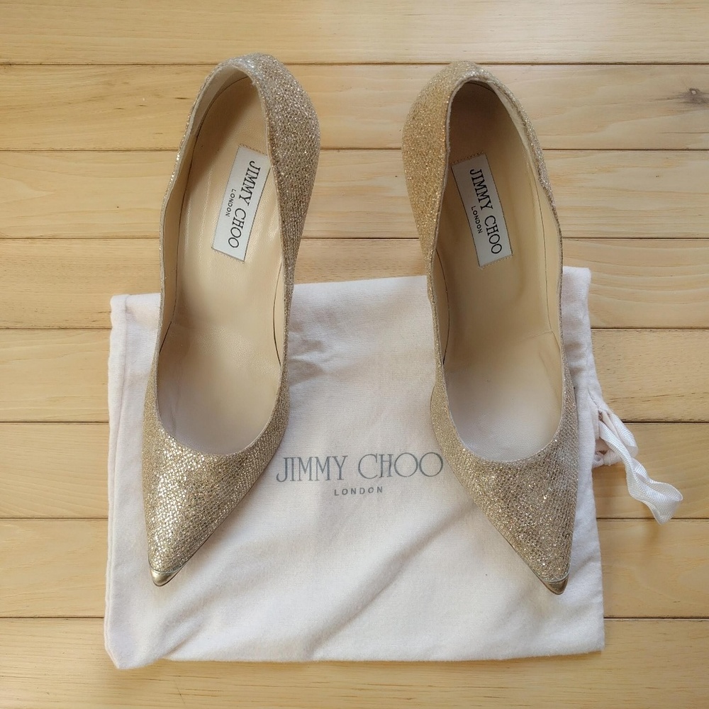 ⛔SOLD⛔ Jimmy Choo Gold Glitter Wedding Abel Pump - Picture 6 of 6